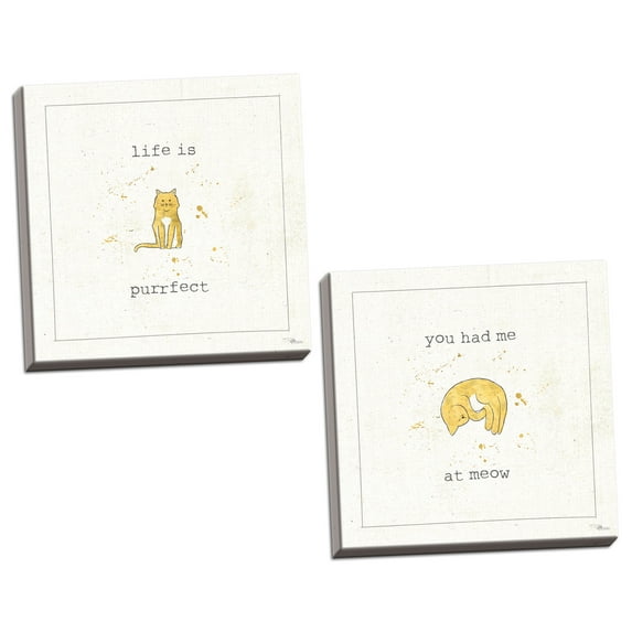 Gango Home Decor Contemporary Companion Cuties I & IV by Pela Studio (Ready to Hang); Two 12x12in Hand-Stretched Canvases