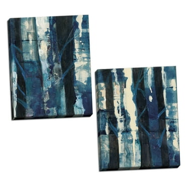 Gango Home Decor Contemporary Deep Woods I & II Indigo by Albena Hristova (Ready to Hang); Two 11x14in Hand-Stretched Canvases