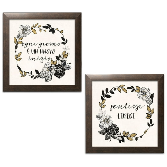 Gango Home Decor Contemporary Dream Garden Inspiration I & II Italian by Wild Apple Portfolio (Ready to Hang); Two 12x12in Brown Framed Prints