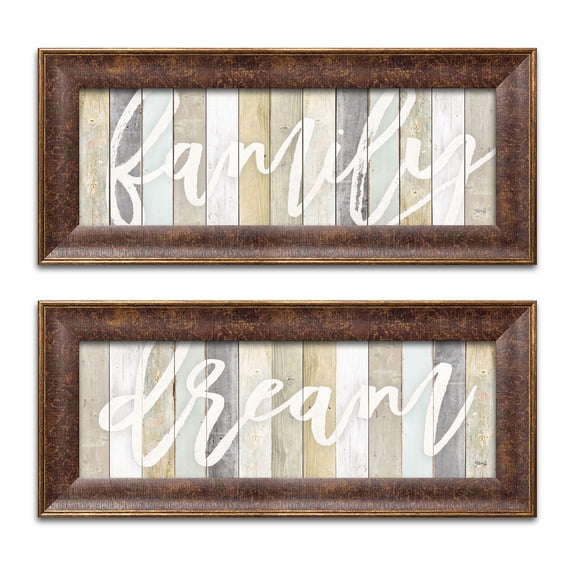 Gango Home Decor Contemporary Family & Dream by Marla Rae (Ready to Hang); Two 18x6in Gold Trim Framed Prints
