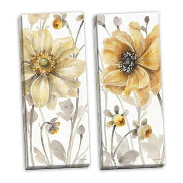 Gango Home Decor Contemporary Fields of Gold IV & V by Lisa Audit (Ready to Hang); Two 12x36in Hand-Stretched Canvases