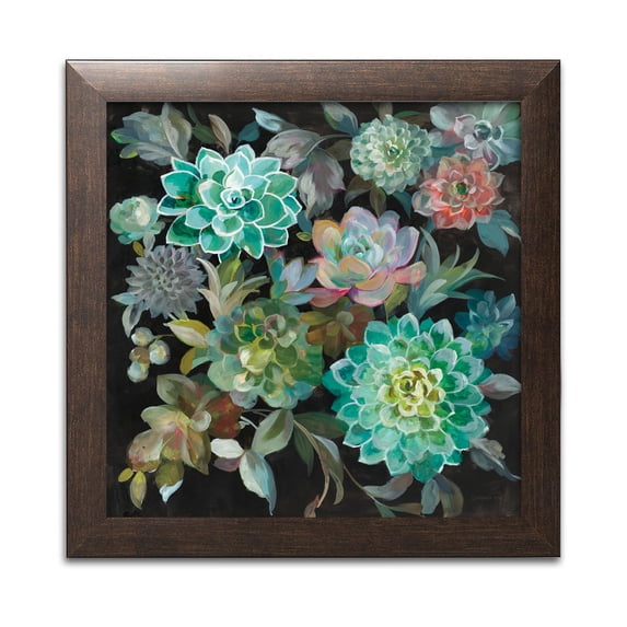 Gango Home Decor Contemporary Floral Succulents by Danhui Nai (Ready to Hang); One 12x12in Brown Framed Print
