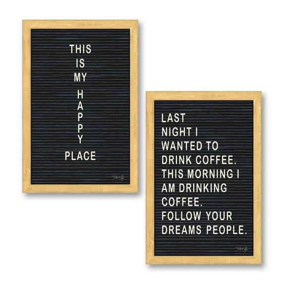 Gango Home Decor Contemporary Follow Your Dreams Felt Board & This is My Happy Place Felt Board by Marla Rae (Printed on Paper); Two 12x18in Unframed Paper Posters