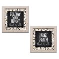 thumbnail image 1 of Gango Home Decor Contemporary Follow Your Heart & Have Faith by Lauren Rader (Ready to Hang); Two 12x12in Distressed Framed Prints, 1 of 5