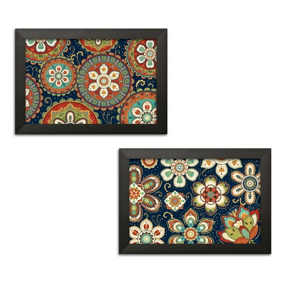 Gango Home Decor Contemporary La Vida Loca I & IX Blue by Veronique Charron (Ready to Hang); Two 18x12in Black Framed Prints
