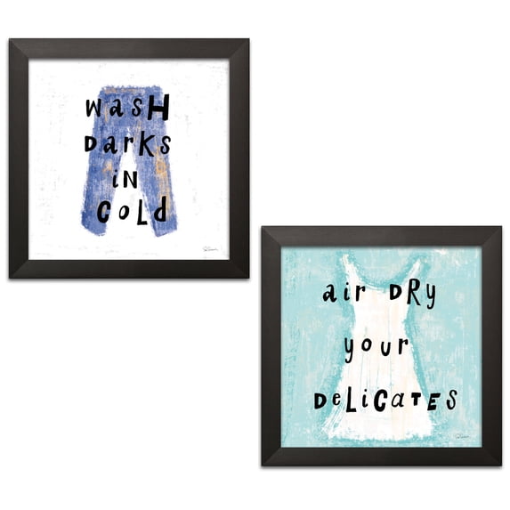 Gango Home Decor Contemporary Laundry Rules V & VI by Sue Schlabach (Ready to Hang); Two 12x12in Black Framed Prints