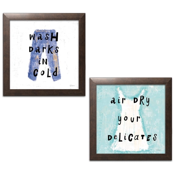 Gango Home Decor Contemporary Laundry Rules V & VI by Sue Schlabach (Ready to Hang); Two 12x12in Brown Framed Prints