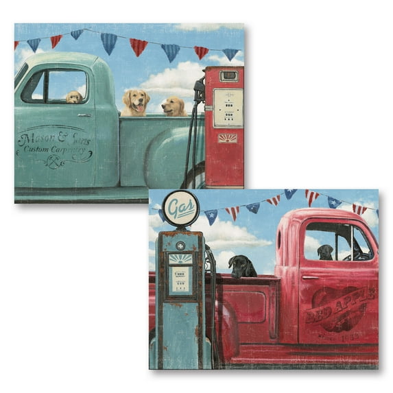 Gango Home Decor Contemporary Lets Go for a Ride I & II Crop; Two 20x16in Fine Art Paper Giclee Prints