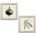 thumbnail image 1 of Gango Home Decor Contemporary Linen Vegetable BW Sketch Onion & Peas by Studio Mousseau (Ready to Hang); Two 12x12in Distressed Framed Prints, 1 of 5