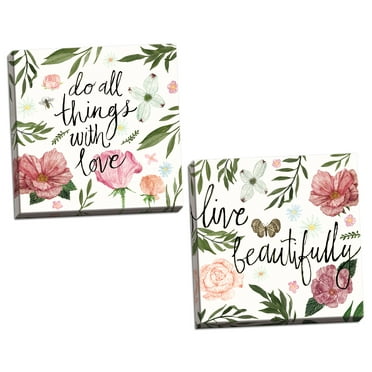 Gango Home Decor Contemporary Live Beautifully & Do All things with Love by Sara Zieve Miller (Ready to Hang); Two 12x12in Hand-Stretched Canvases