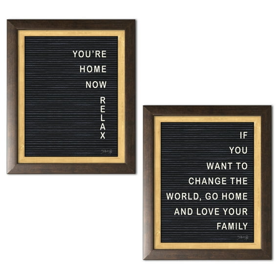 Gango Home Decor Contemporary Love Your Family Felt Board & You're Home Now Felt Board by Marla Rae (Ready to Hang); Two 12x18in Brown Framed Prints