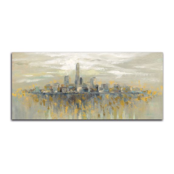 Gango Home Decor Contemporary Manhattan Fog by Silvia Vassileva (Printed on Paper); One 36x12in Fine Art Paper Giclee Print