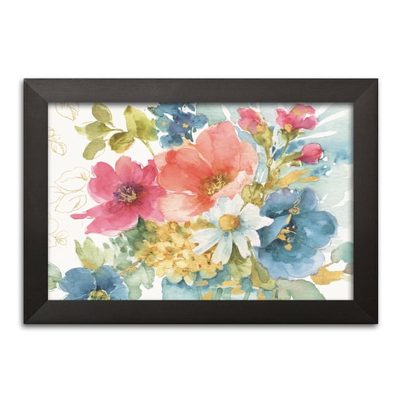 Gango Home Decor Contemporary My Garden Bouquet I by Lisa Audit (Ready to Hang); One 18x12in Black Framed Print