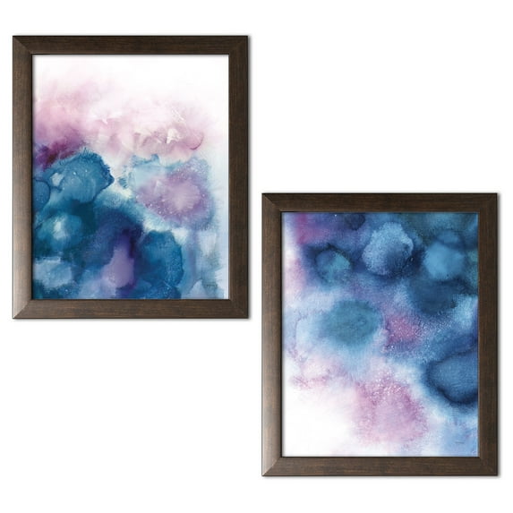 Gango Home Decor Contemporary Nebula I & II by Mary Urban (Ready to Hang); Two 11x14in Brown Framed Prints