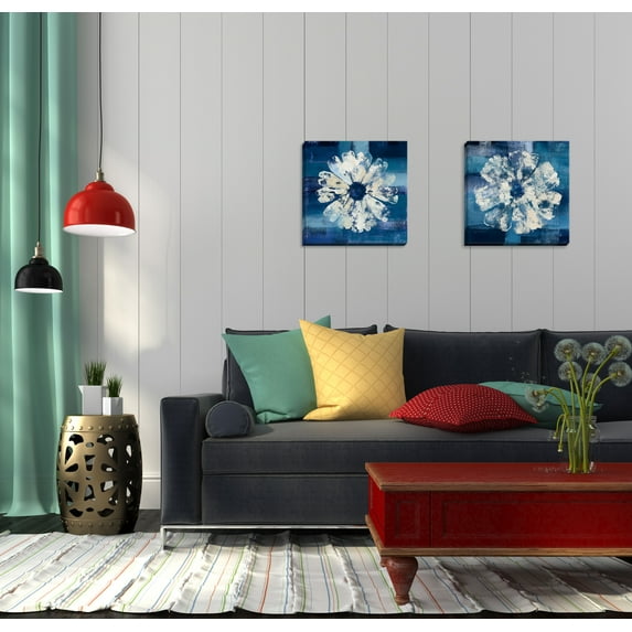 Gango Home Decor Contemporary Ocean Bloom I & II; Two 12x12in Hand-Stretched Canvases
