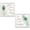 thumbnail image 1 of Gango Home Decor Contemporary Peacock Garden VII & VIII; Two 12x12in Art Prints in White Frames, 1 of 5