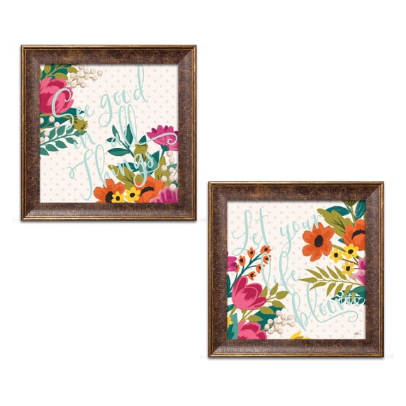 Gango Home Decor Contemporary Romantic Luxe X Light & Romantic Luxe XI Light by Janelle Penner (Ready to Hang); Two 12x12in Gold Trim Framed Prints