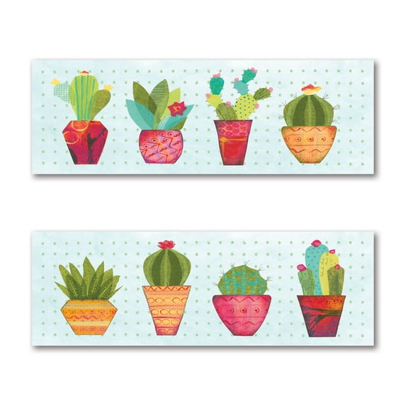 Gango Home Decor Contemporary Southwest Cactus V & VI by Courtney Prahl (Printed on Paper); Two 36x12in Fine Art Paper Giclee Prints