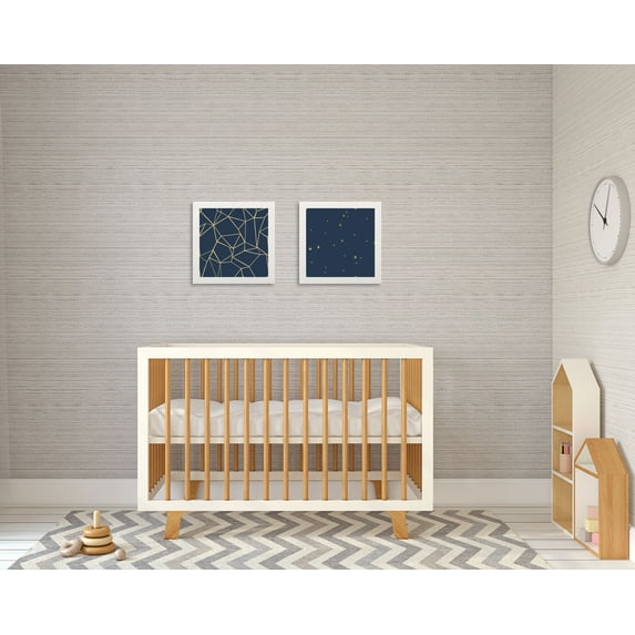 Gango Home Decor Contemporary Succulent Pattern Navy & Night Sky Navy & Gold Pattern; Two 12x12in Art Prints in White Frames