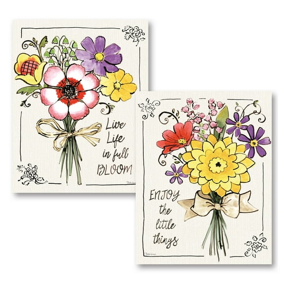 Gango Home Decor Contemporary Sunny Bouquets III & IV by Beth Grove (Printed on Paper); Two 11x14in Unframed Paper Posters