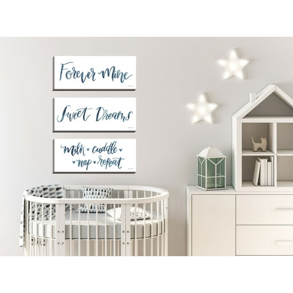 Gango Home Decor Contemporary Sweet Baby Boy II, III, & V; Three 20x8in Hand-Stretched Canvases