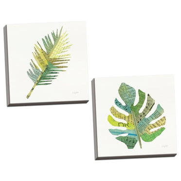 Gango Home Decor Contemporary Tropical Fun Palms I & II by Courtney Prahl (Ready to Hang); Two 12x12in Hand-Stretched Canvases