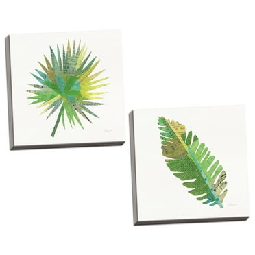 Gango Home Decor Contemporary Tropical Fun Palms IIII & IV by Courtney Prahl (Ready to Hang); Two 16x16in Hand-Stretched Canvases