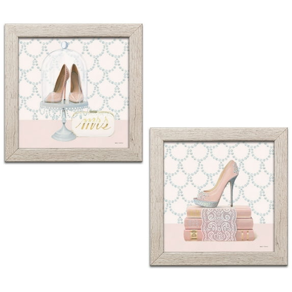 Gango Home Decor Contemporary Wedding Glamour I & II by Marco Fabiano (Ready to Hang); Two 12x12in Distressed Framed Prints