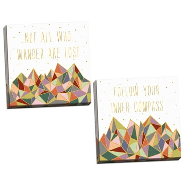 Gango Home Decor Contemporary Written in the Stars III on White & Written in the Stars IV on White by Laura Marshall (Ready to Hang); Two 12x12in Hand-Stretched Canvases