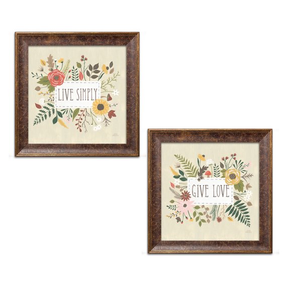 Gango Home Decor Cottage Autumn Garden I & II by Laura Marshall (Ready to Hang); Two 12x12in Gold Trim Framed Prints
