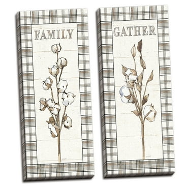 Gango Home Decor Cottage Farm Memories IX Family & X Gather by Anne Tavoletti (Ready to Hang); Two 12x36in Hand-Stretched Canvases