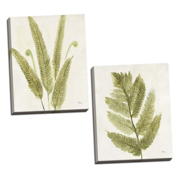 Gango Home Decor Cottage Forest Ferns I & II by Albena Hristova (Ready to Hang); Two 16x16in Hand-Stretched Canvases