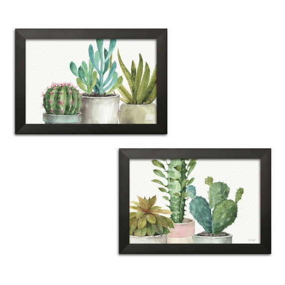 Gango Home Decor Cottage Mixed Greens XXXIII & Mixed Greens XXXIV by Lisa Audit (Ready to Hang); Two 18x12in Black Framed Prints