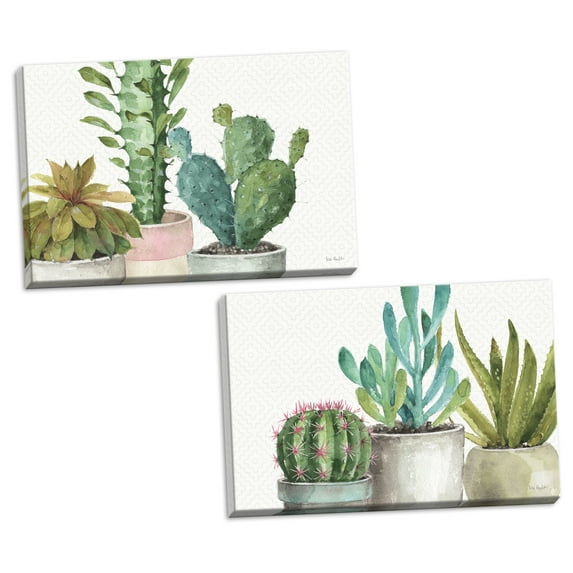 Gango Home Decor Cottage Mixed Greens XXXIII & Mixed Greens XXXIV by Lisa Audit (Ready to Hang); Two 18x12in Hand-Stretched Canvases