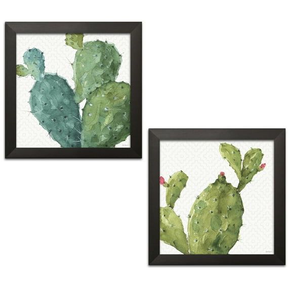 Gango Home Decor Cottage Mixed Greens XXXV & Mixed Greens XXXVI by Lisa Audit (Ready to Hang); Two 12x12in Black Framed Prints
