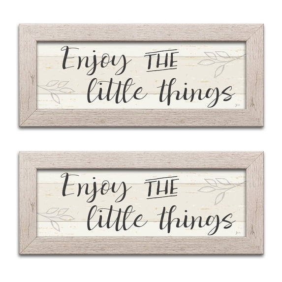 Gango Home Decor Cottage Simple Signs I & Simple Signs II by Jess Aiken (Ready to Hang); Two 18x6in Distressed Framed Prints