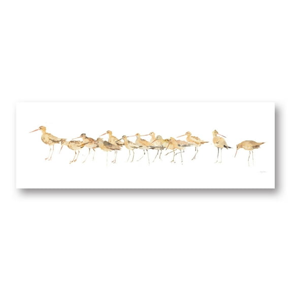 Gango Home Decor Cottage Watercolor Sandpipers Panel by Avery Tillmon (Printed on Paper); One 18x6in Unframed Paper Poster