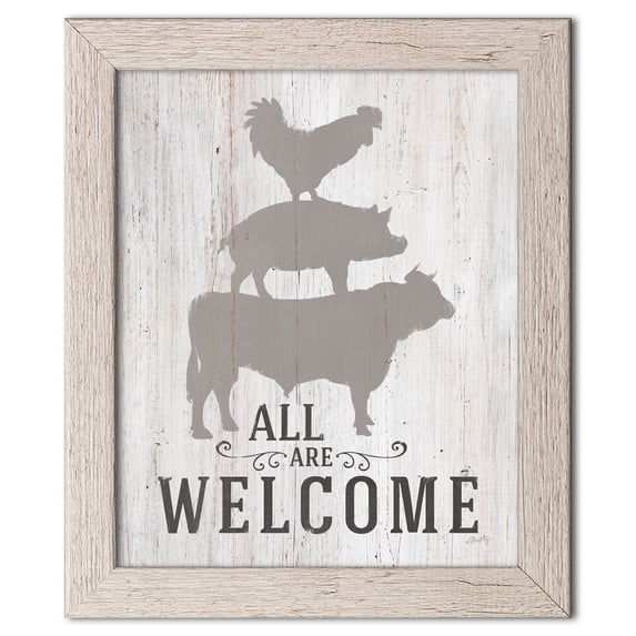 Gango Home Decor Country-Rustic All Are Welcome by Misty Michelle (Ready to Hang); One 12x16in Distressed Framed Print