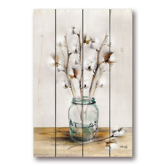 Gango Home Decor Country-Rustic Cotton Stems by Marla Rae (Printed on Paper); Three 12x18in Unframed Paper Posters