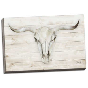 Gango Home Decor Country-Rustic Cow Skull by Marla Rae (Ready to Hang); One 18x12in Hand-Stretched Canvas