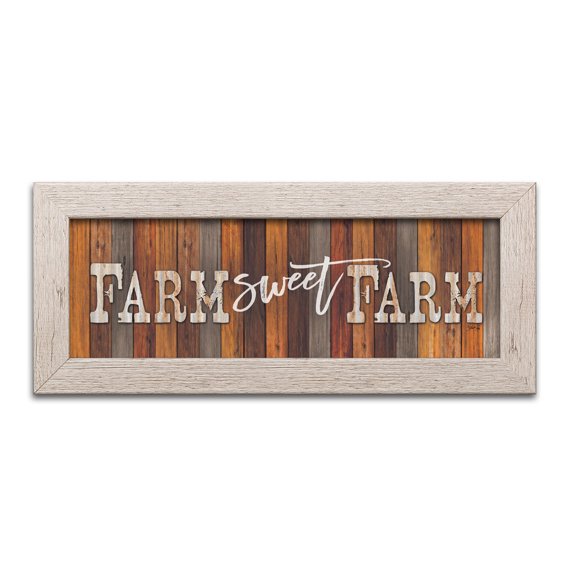 Gango Home Decor Country-Rustic Farm Sweet Farm by Marla Rae (Ready to Hang); One 18x6in Distressed Framed Print