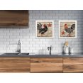 thumbnail image 1 of Gango Home Decor Country-Rustic Farmhouse Kitchen Decor , Brown, Red & Cream Rooster & Barnstar; Two 12x12in Art Prints in White Frames, 1 of 6