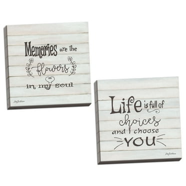Gango Home Decor Country-Rustic I Choose You & Memories by Pam Britton (Ready to Hang); Two 12x12in Hand-Stretched Canvases