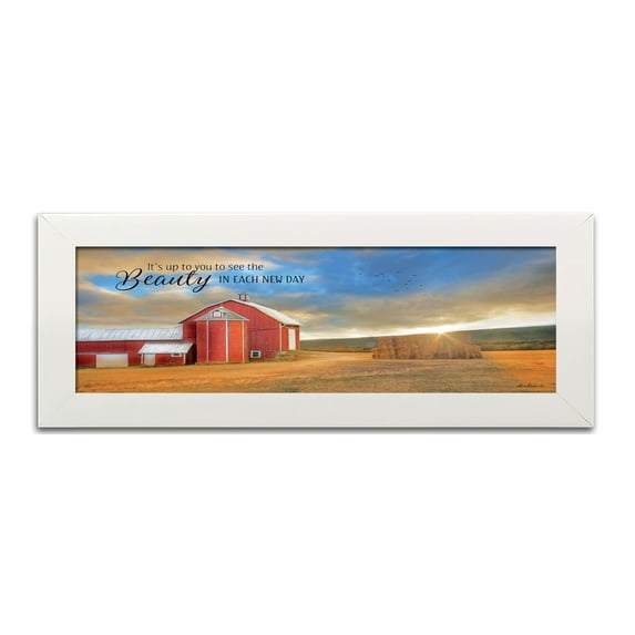 Gango Home Decor Country-Rustic The Beauty in Each New Day by Lori Deiter (Ready to Hang); One 18x8in White Framed Print