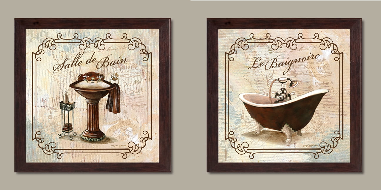 Elegant French Bathroom Wall Art by Gango Home Decor; Two Modern ...