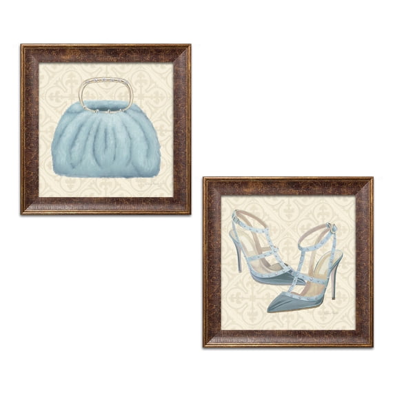 Gango Home Decor Glam Must Have Fashion II & Must Have Fashion III by Emily Adams (Ready to Hang); Two 12x12in Gold Trim Framed Prints