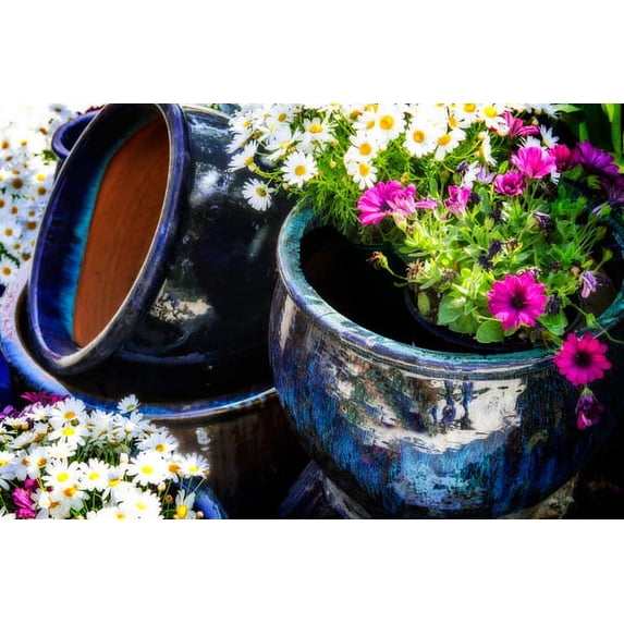 Gango Home Decor Glazed Flower Pots II by Alan Hausenflock (Printed on Paper); One 36x24in Fine Art Paper Giclee Print