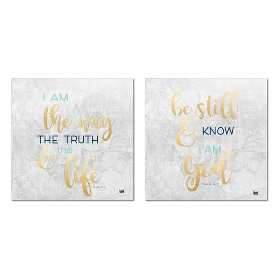 Gango Home Decor Gray Religious Psalm Adult Decor; 2-12x12" Unframed Paper Posters