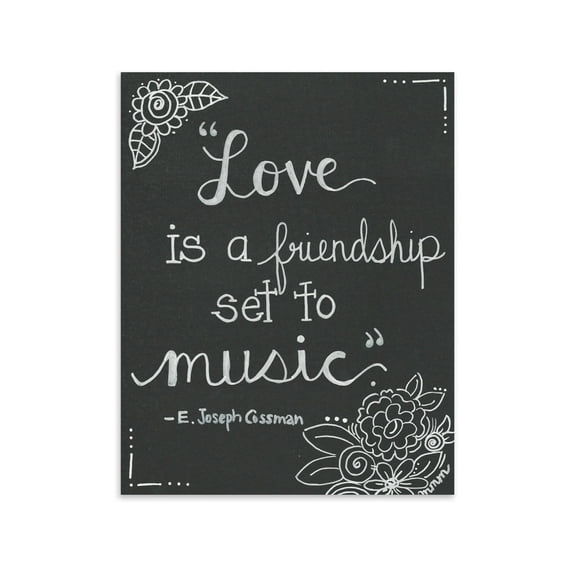 Gango Home Decor Inspirational Gray "Love Is A Friendship Set To Music" Adult/Teen Decor; 1-11" x 14" Unframed Print
