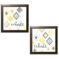 thumbnail image 1 of Gango Home Decor Lovely White & Grey Medalion Patterned "Inhale" & "Exhale" Set; Two 12x12in Art Prints in Brown Frames, 1 of 5